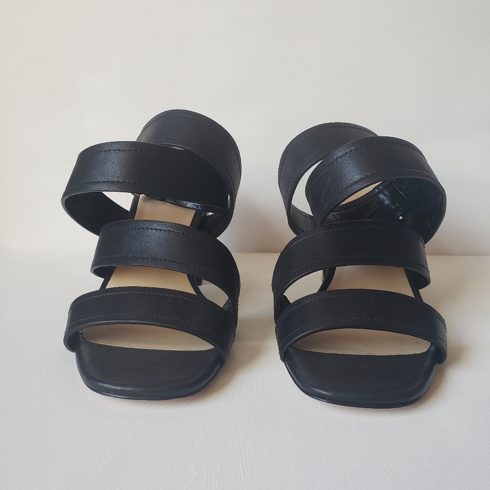 💙 Via Spiga Black Leather Ankel Strap Sandal 7.5